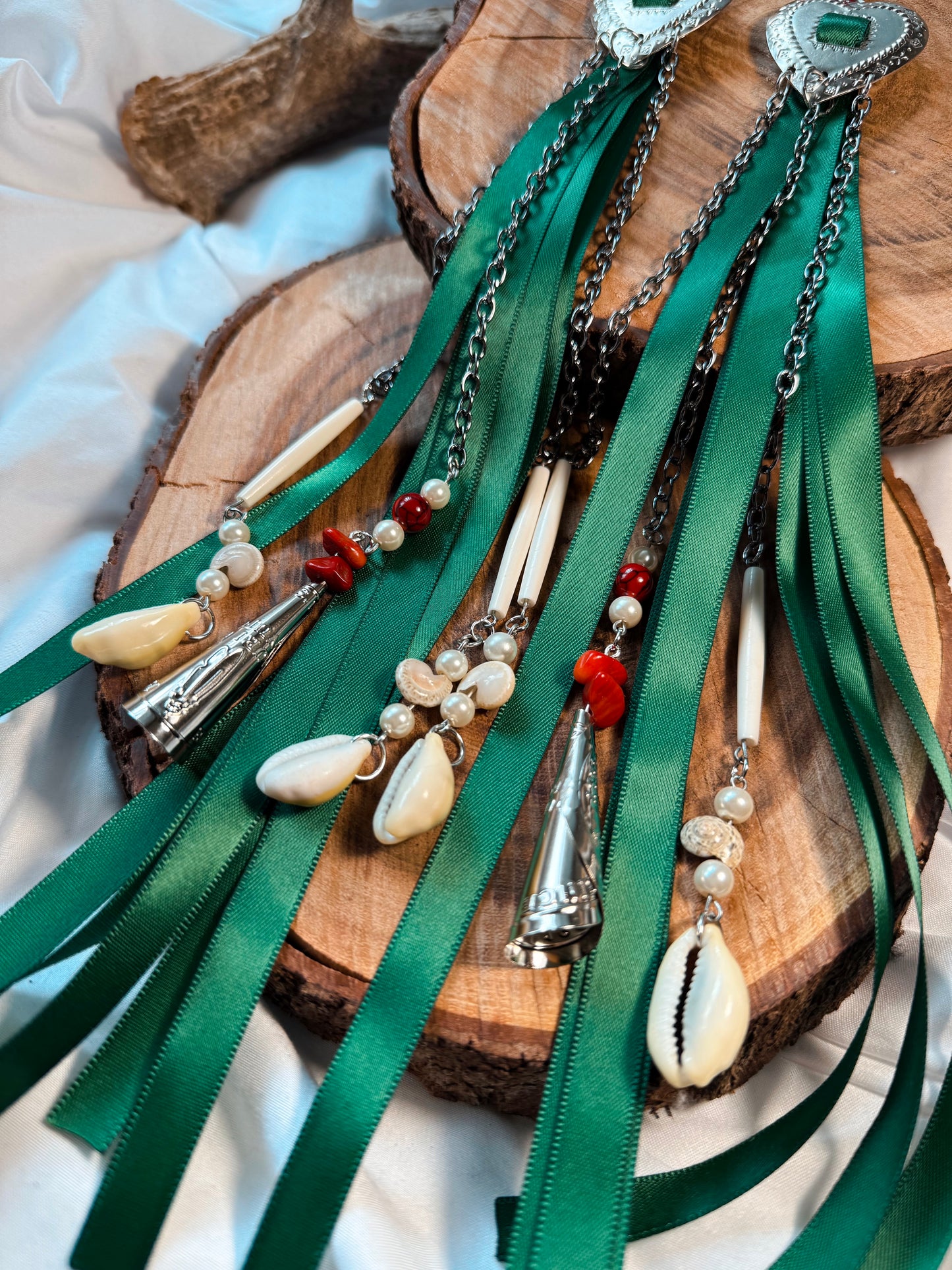 Shell Heart Concho Jingle Earrings