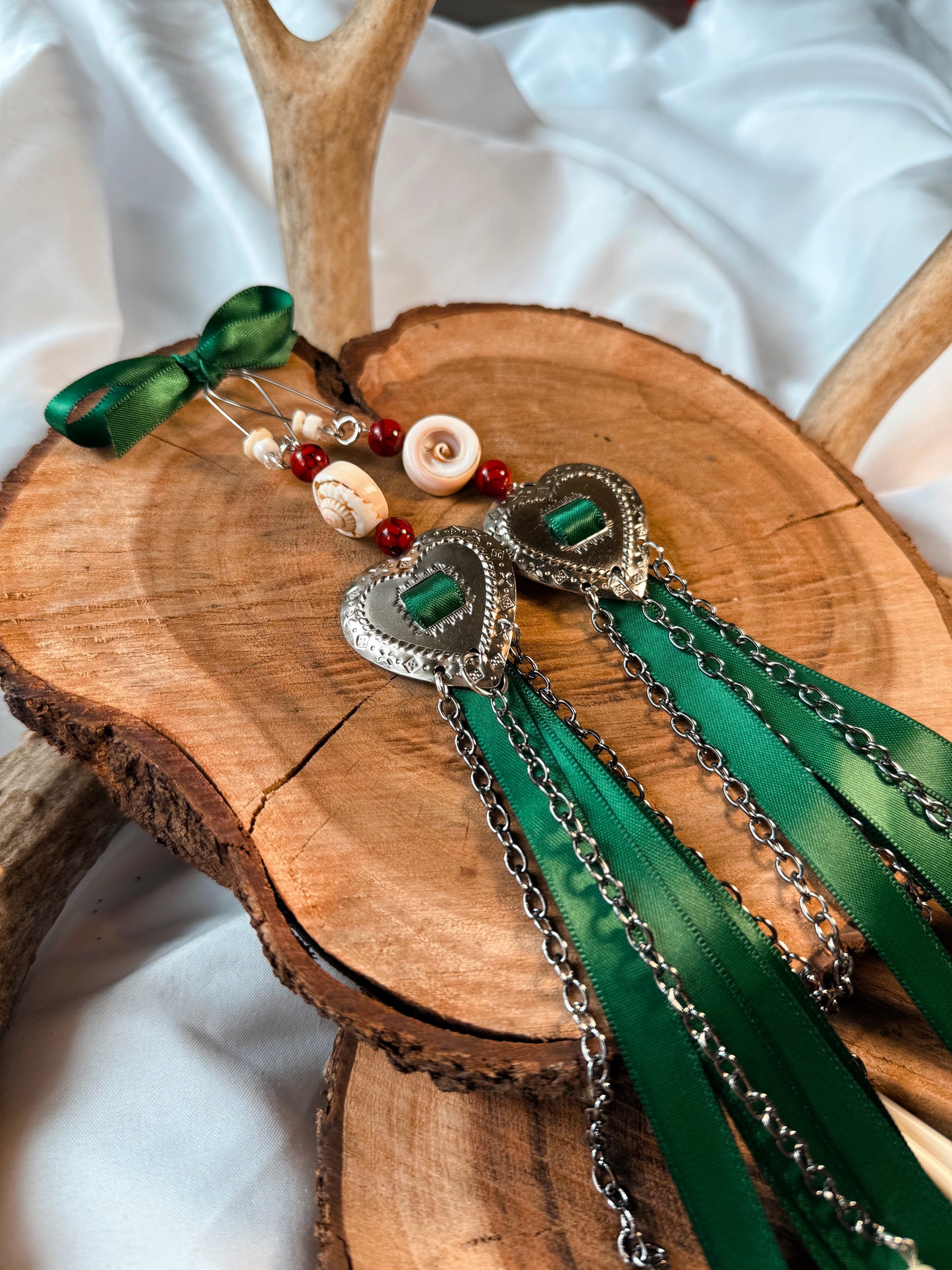 Shell Heart Concho Jingle Earrings