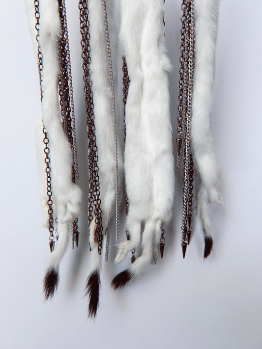 Chain Ermine Earrings with Sterling Silver Spikes