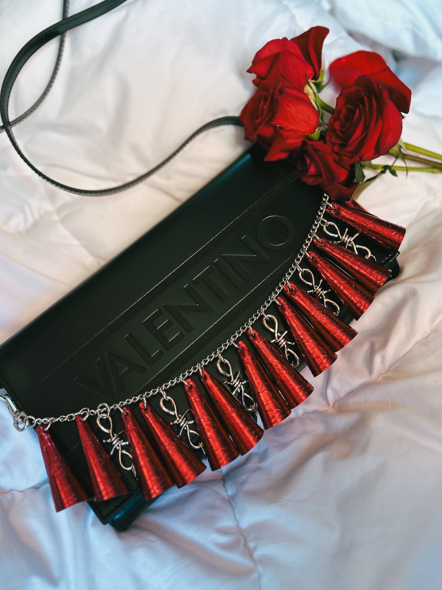 44 cm Ruby Red Jingle Chain with Barbed Wire Charms & Saani Scrunchie