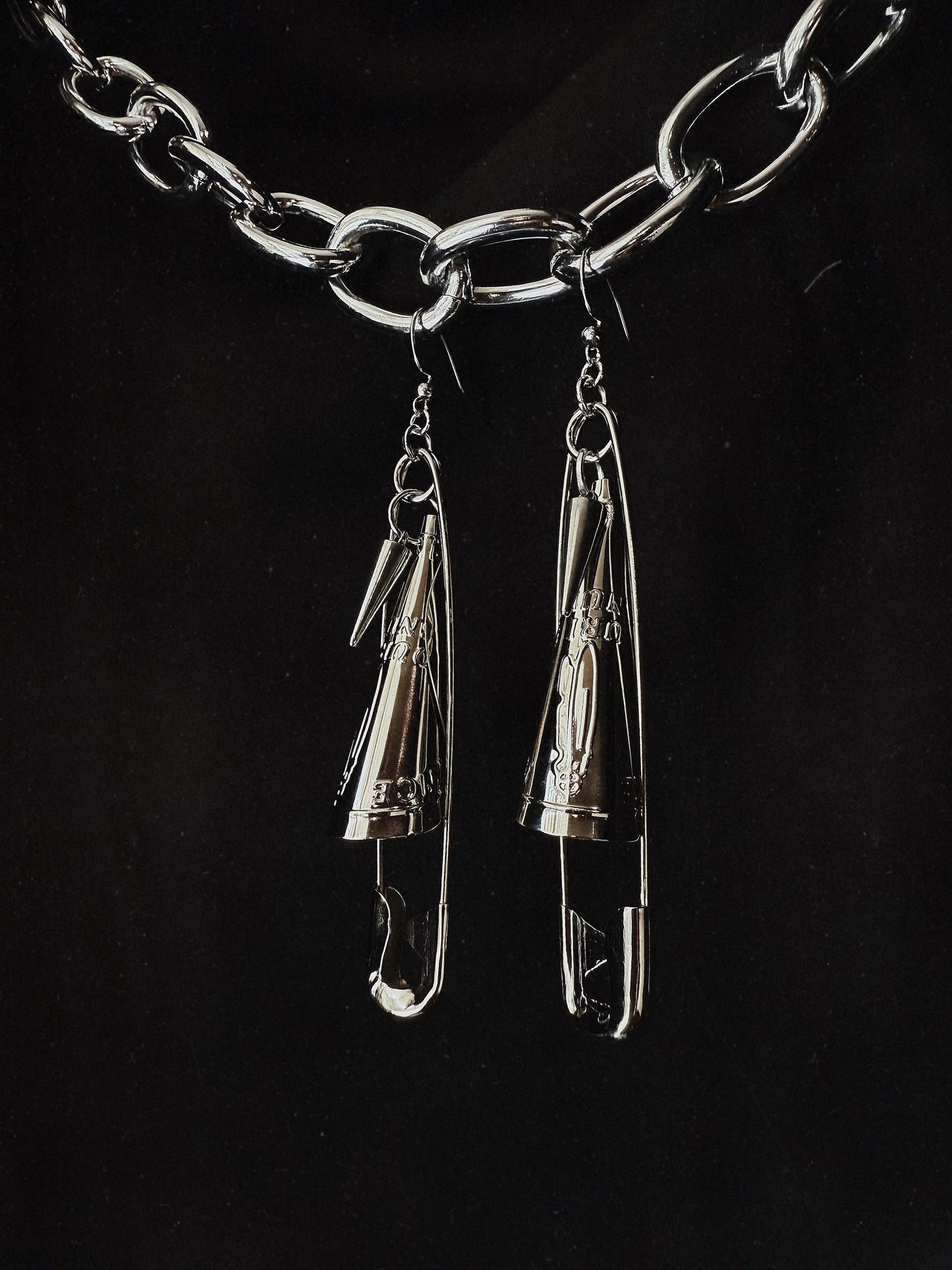 Moth To The Flvme Original 3 inch Safety Pin Jingle Earrings