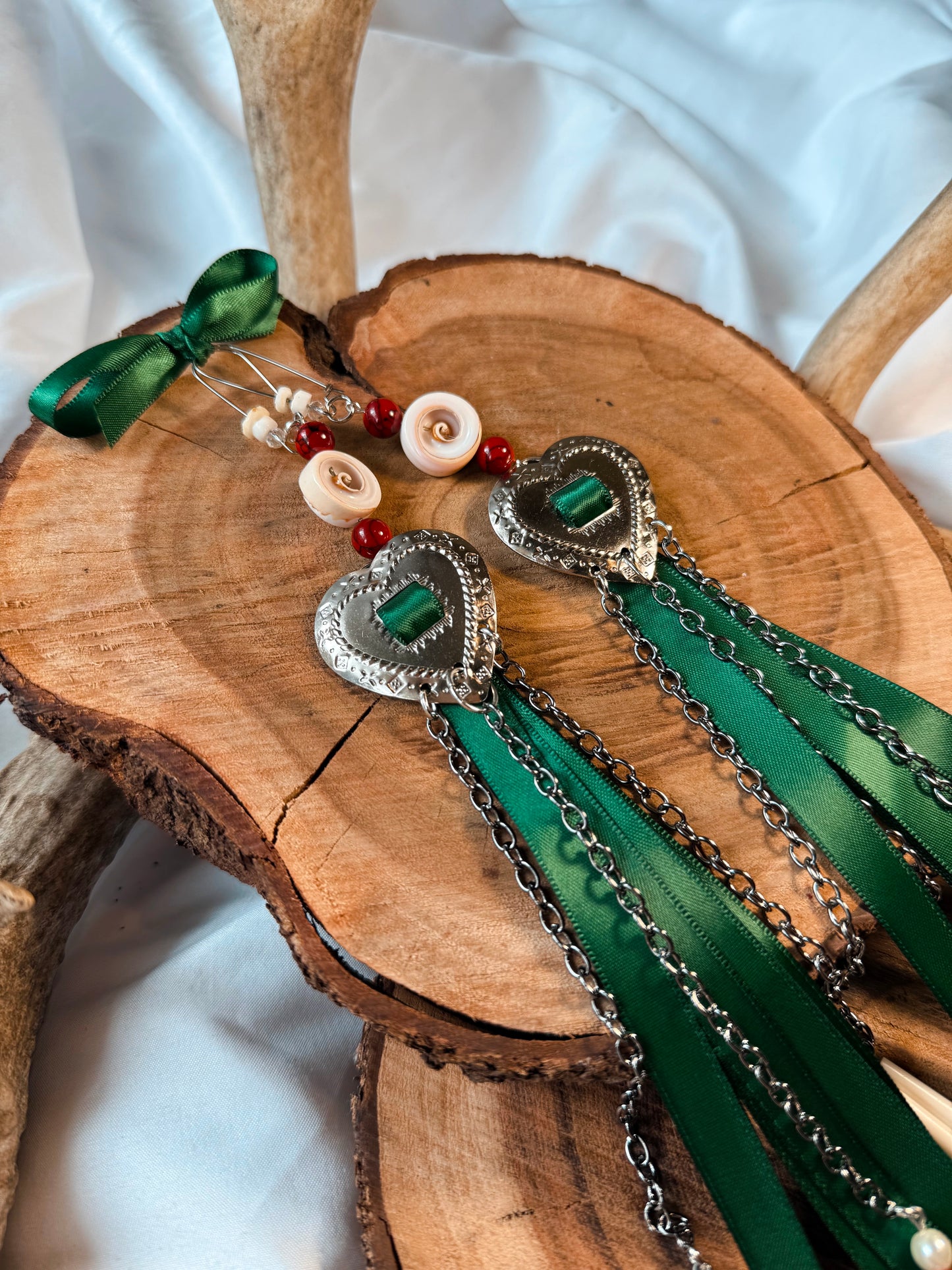 Shell Heart Concho Jingle Earrings
