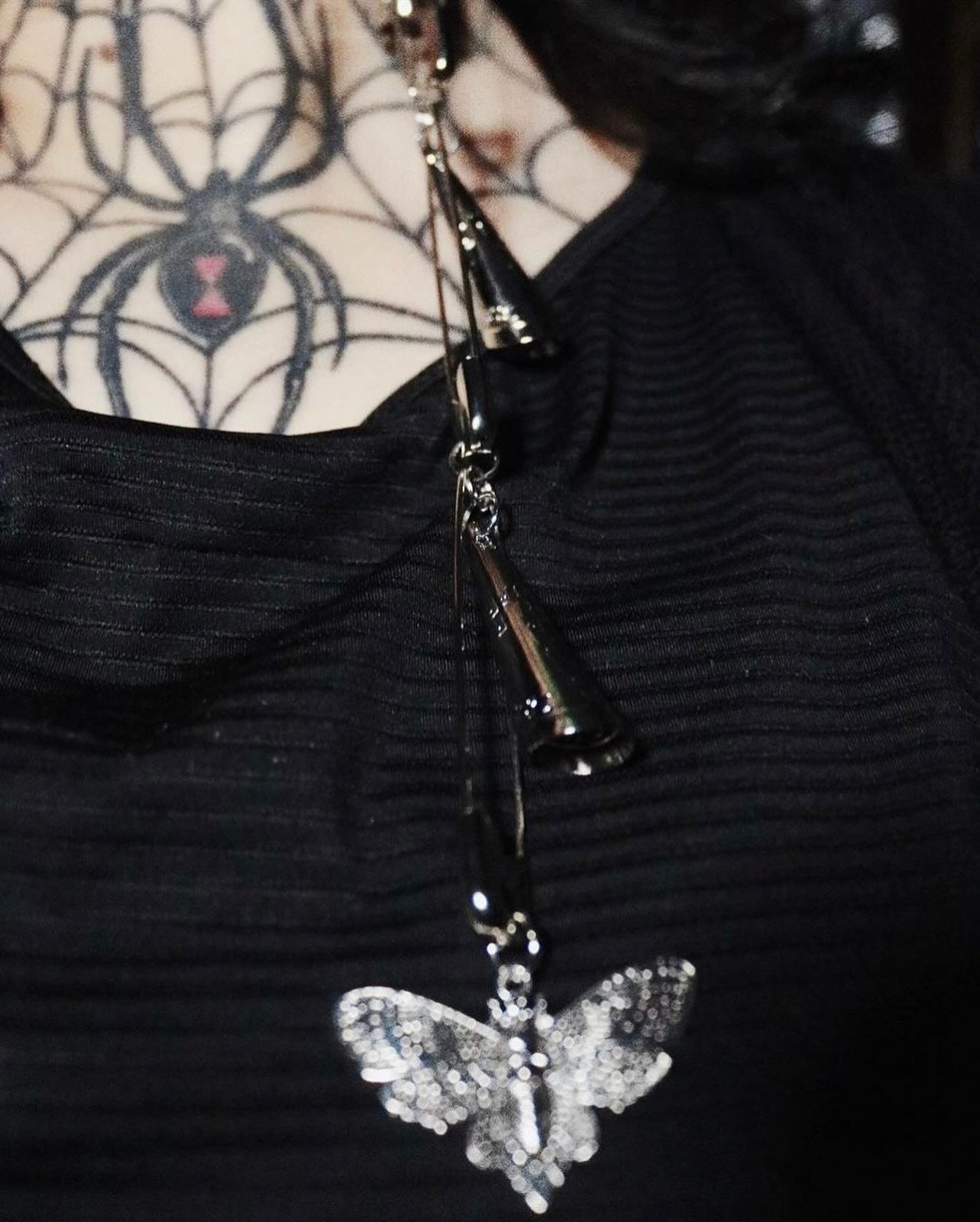 Set 2 • DEATH MOTH three tiered safety pin jingle earringsp