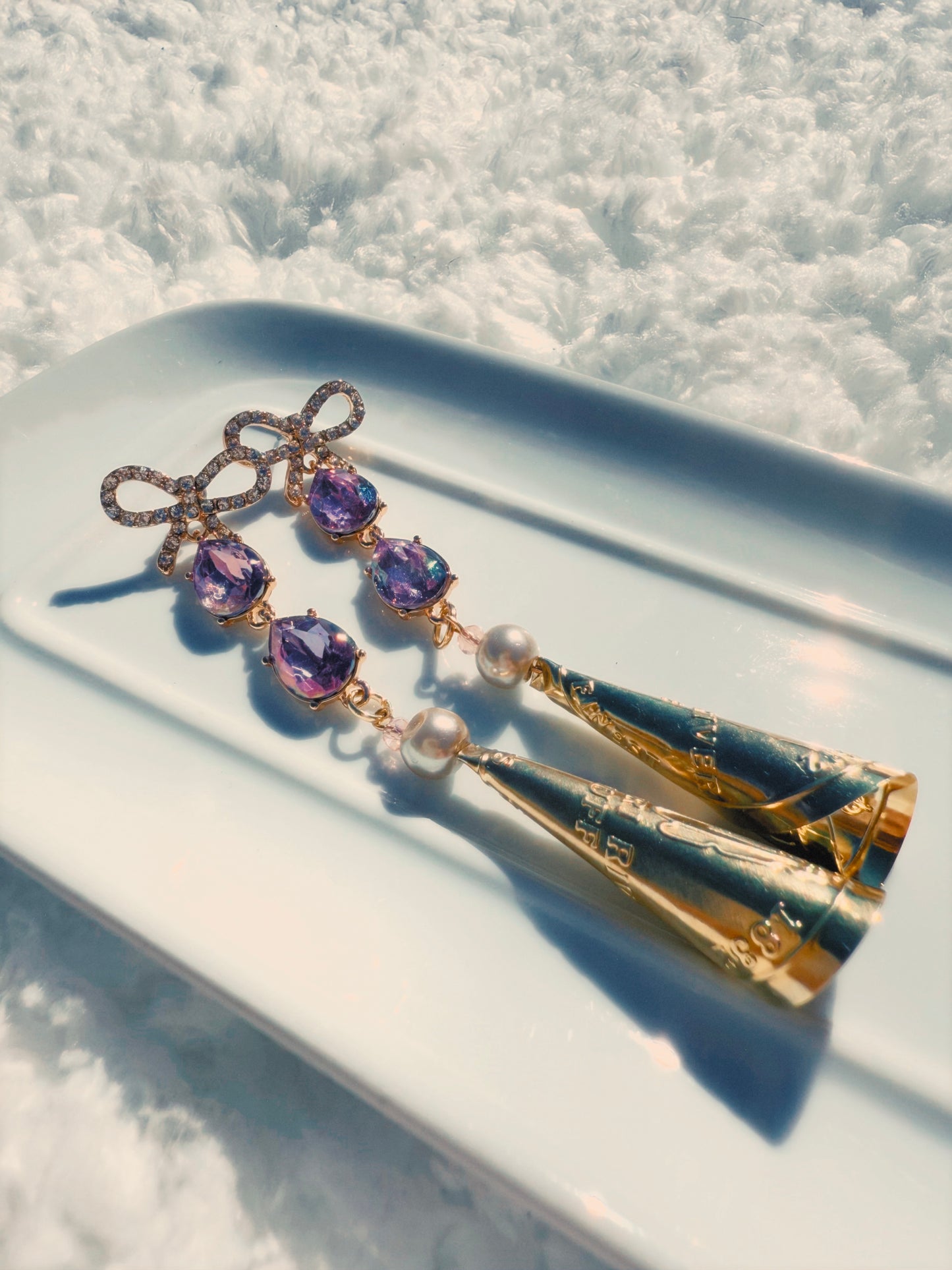 Crystal Bow Drop Earrings