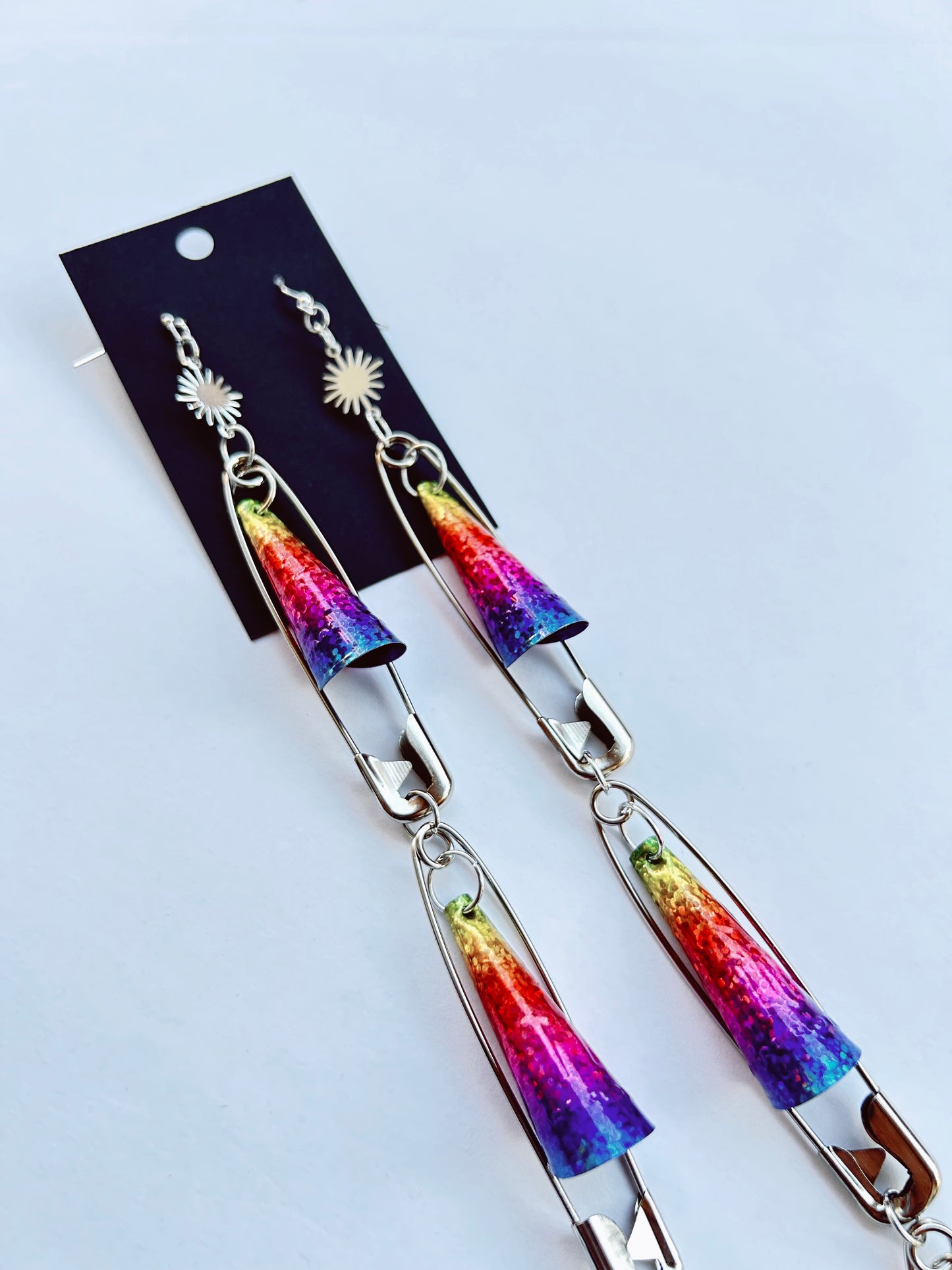 CYBER MOMDAY DISCOUNTED ⚡️Three Tiered Rainbow Safety Pin Jingle Earrings