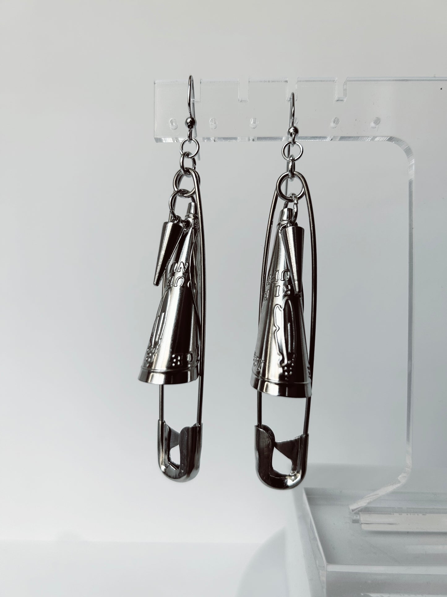 Moth To The Flvme Original 3 inch Safety Pin Jingle Earrings