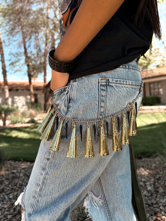 44cm Jingle Chain with Brass Cones and Black Acrylic Spikes