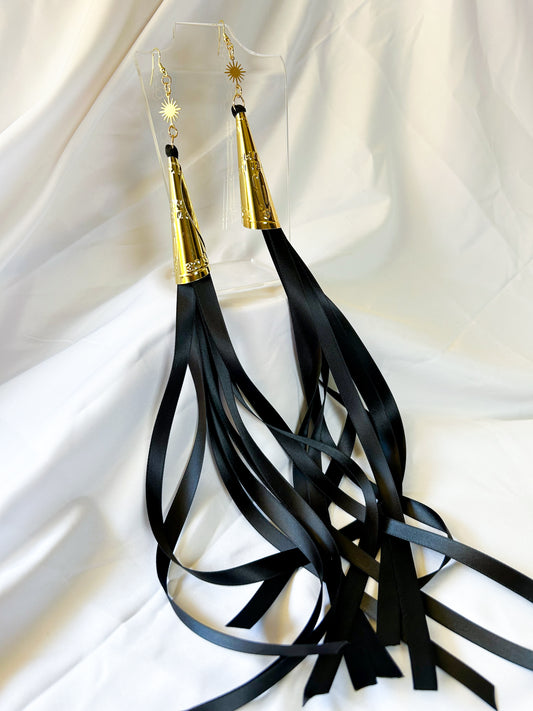 Black and Gold Intertribal Jingle Earrings