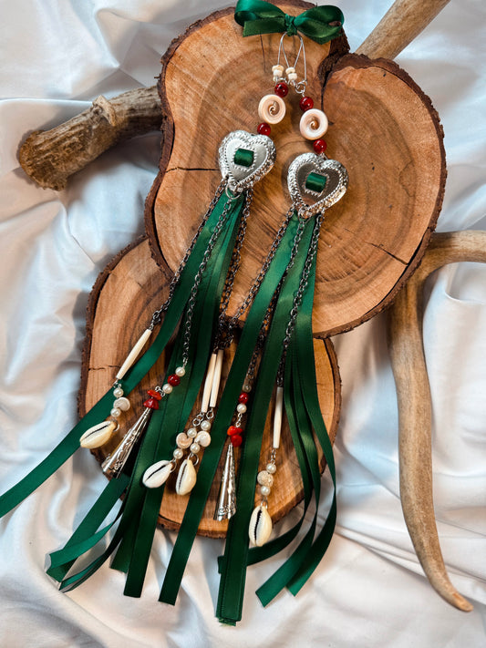 Shell Heart Concho Jingle Earrings