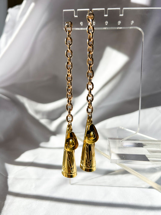 Gone Country Minimalist Gold Drop Chain Earrings with Crystal Embellishment