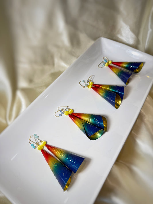 Indigenous Peoples Day exclusive Rainbow Ombré Old Style Cone Earrings