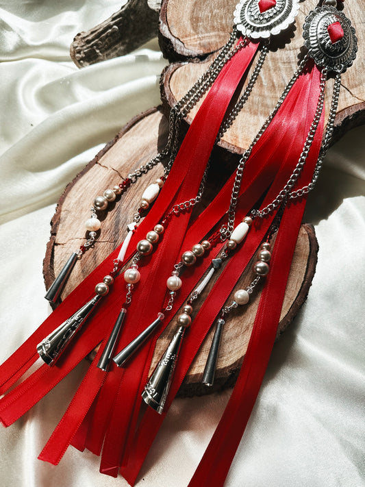 I Wish You Roses Concho Earrings with Glass and Fresh Water Pearls