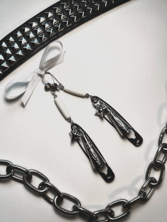 When It Wasn’t Just a Phase Spiked Flail Safety Pin Earrings
