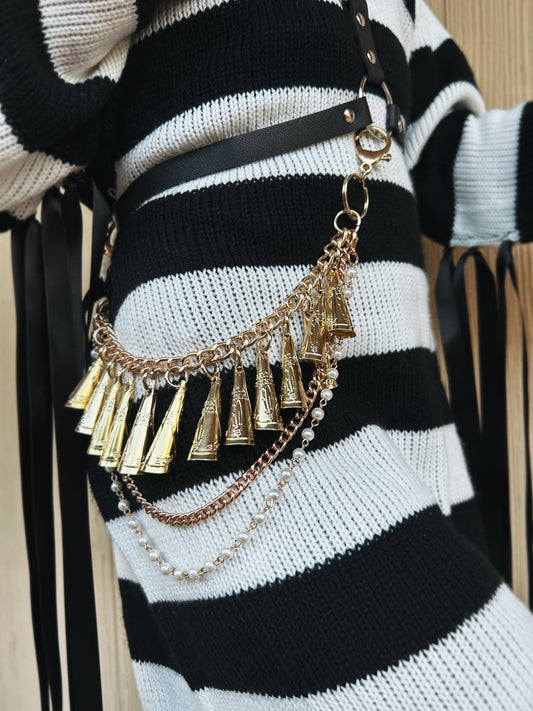 Small Brass Jingle Chain with Faux Pearls
