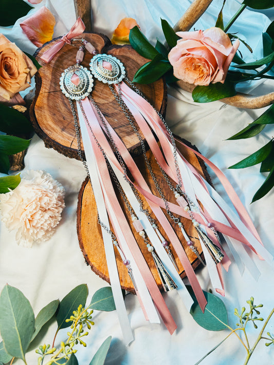 Moth To The Flvme Concho Earrings xl set • Rose Quartz